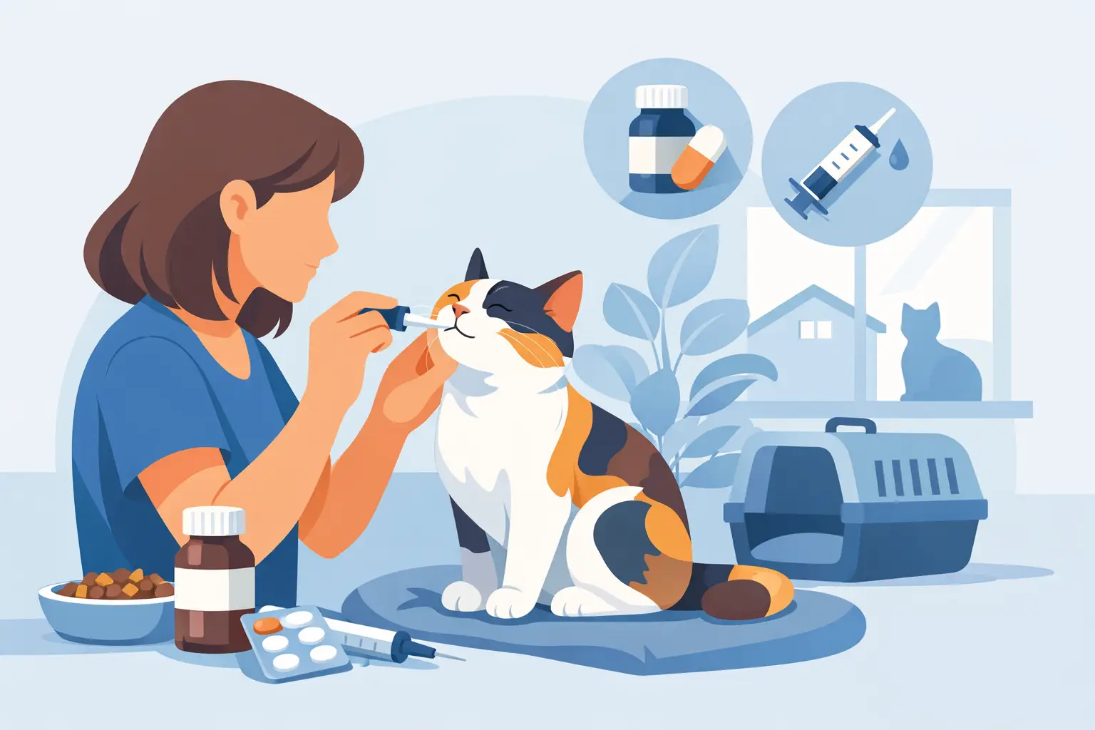 Garde chat avec administration de médicaments