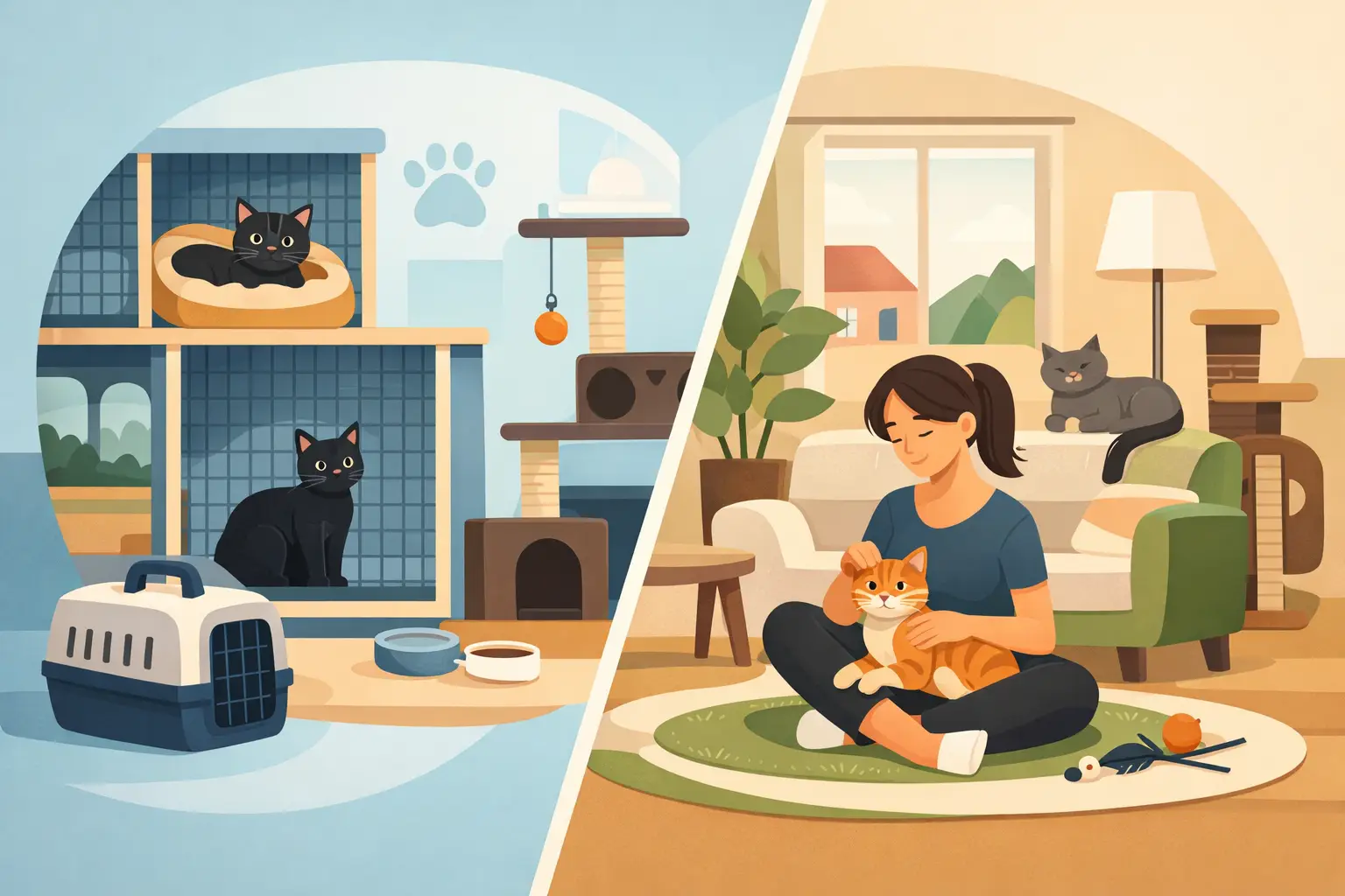 Quelle différence entre pension féline et cat sitting ?