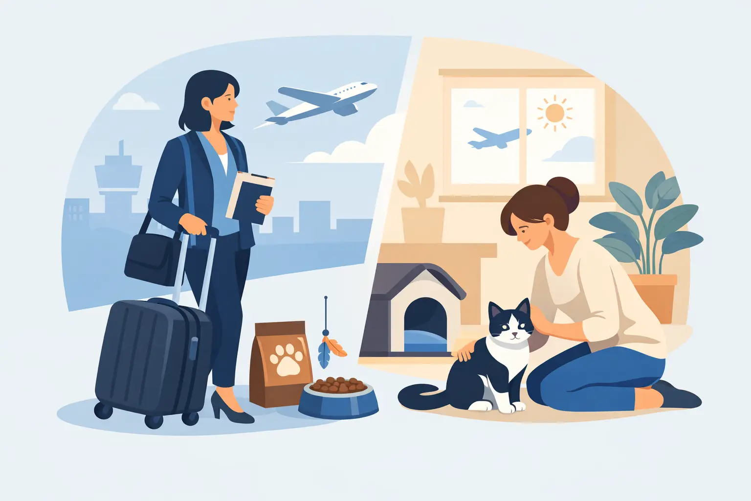Garde de chat pendant un déplacement professionnel